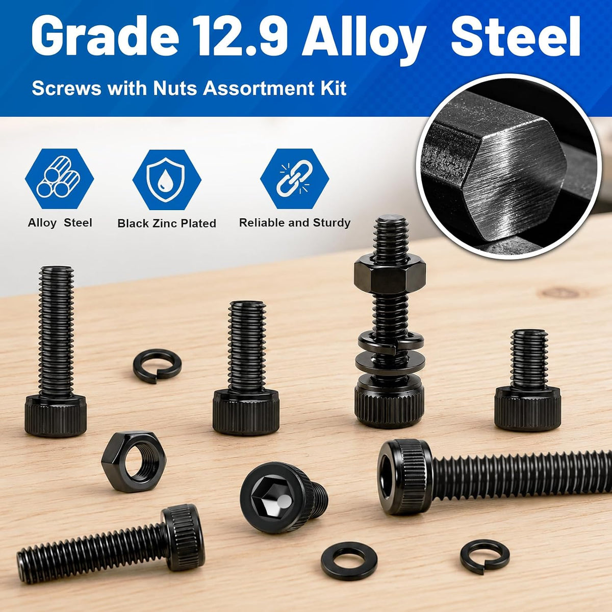 960PCS M3 Hex Socket Bolts Assortment Kit, M3x6/8/10/12/16/20/25/30 mm