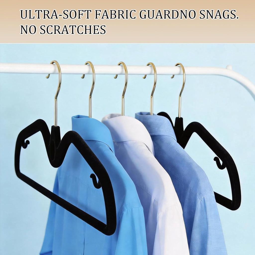 30 Packs Stackable Velvet Hangers, Non Slip Clothes Hangers, Short Neck Space Saving Slim Design, Heavy Duty with