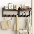 29" Coat Rack Wall Mount with Shelf, 4 in 1 Coat and Key Hanger with 11 Metal Hooks, Entryway Wall Mounted Shelf with