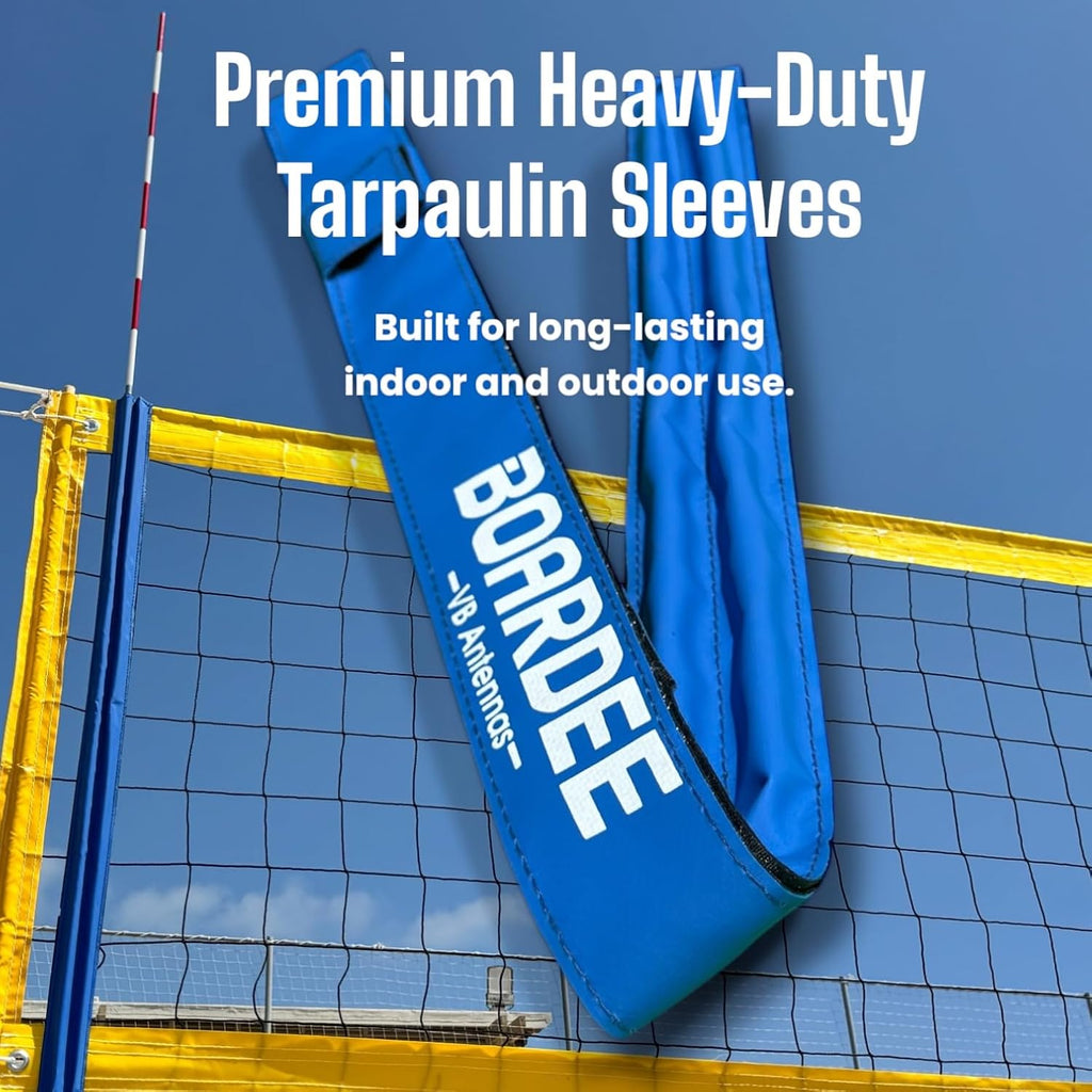 Volleyball Net Antenna Sleeves - Durable Tarpaulin Hook-and-Loop Sleeves with Vertical Straps - Indoor and Beach