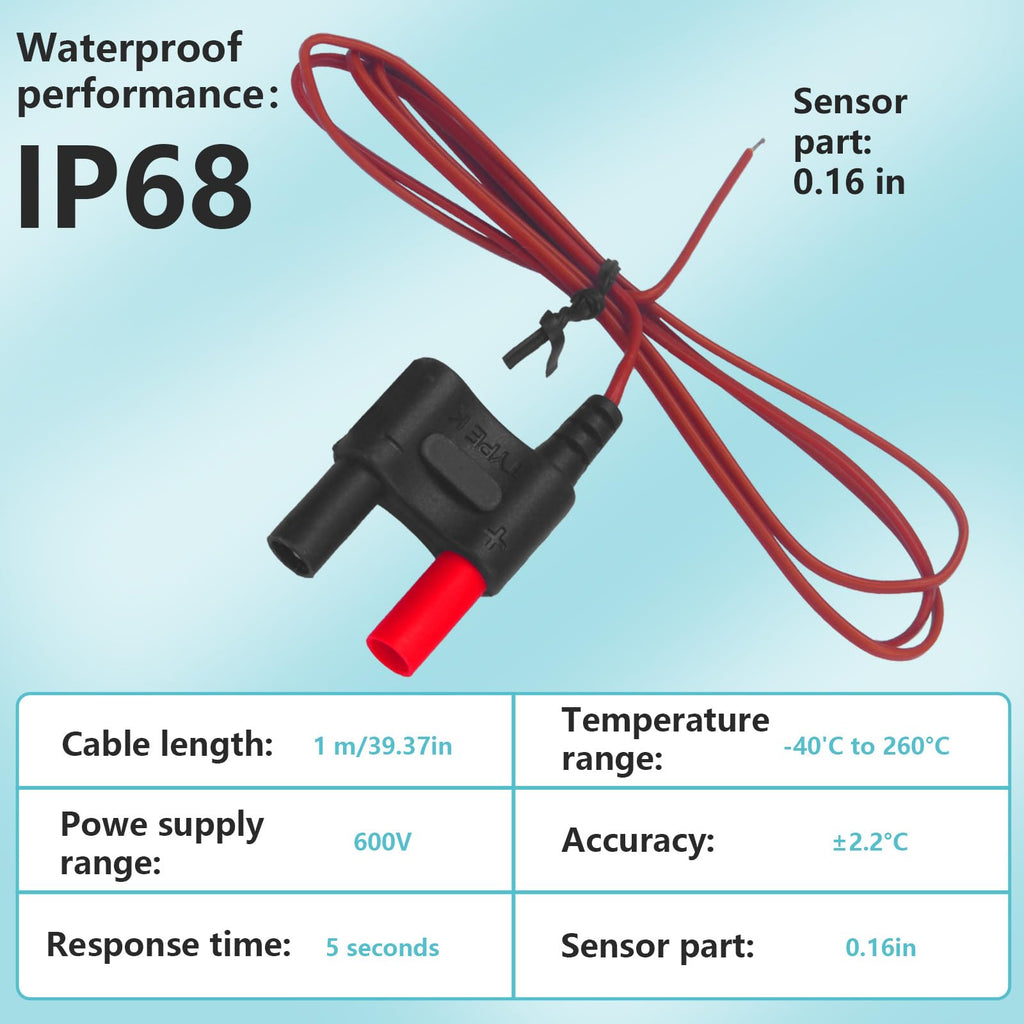 80BK‑A Type K Thermocouple, Temperature Bead Probe Fits Fluke Multimeter