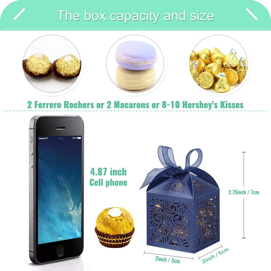 100Pcs Laser Cut Favor Boxes, 2x2x3in Small Gift Box for Presents