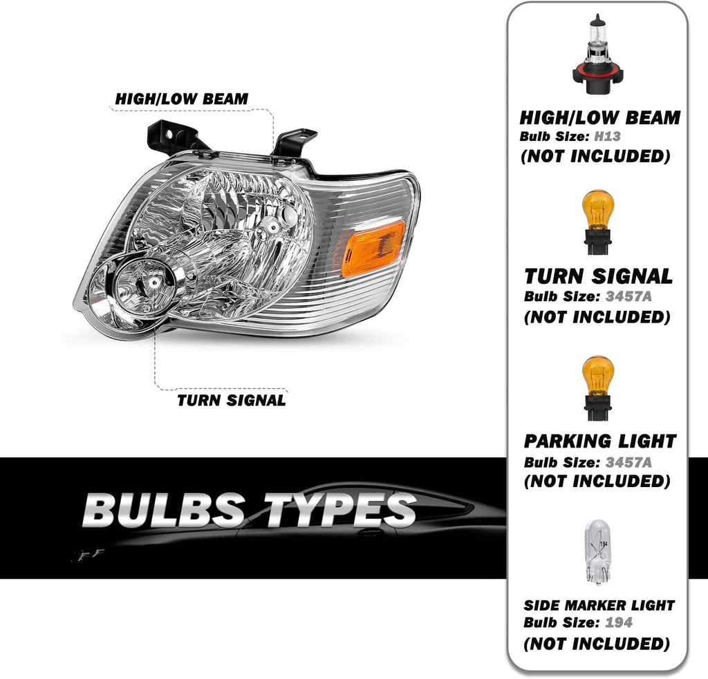 SOCKIR Headlight Assembly Compatible with 2006 to 2010 Ford Explorer