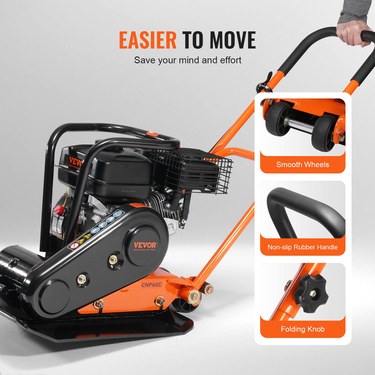 Plate Compactor, 6.5 HP 196cc Gas Engine, 2360 lbs Compaction Force