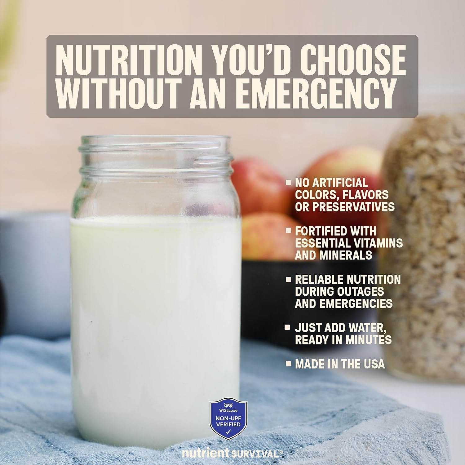 Vitamin Powdered Milk, Freeze Dried Prepper Supplies & Emergency Food Supply, 21 Essential Nutrients, Soy & Gluten