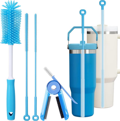 Water Bottle Cleaner Brush Set for Stanley Tumbler 40 oz/30 oz Cup | Multifunctional Bottle Brush and Long Silicone