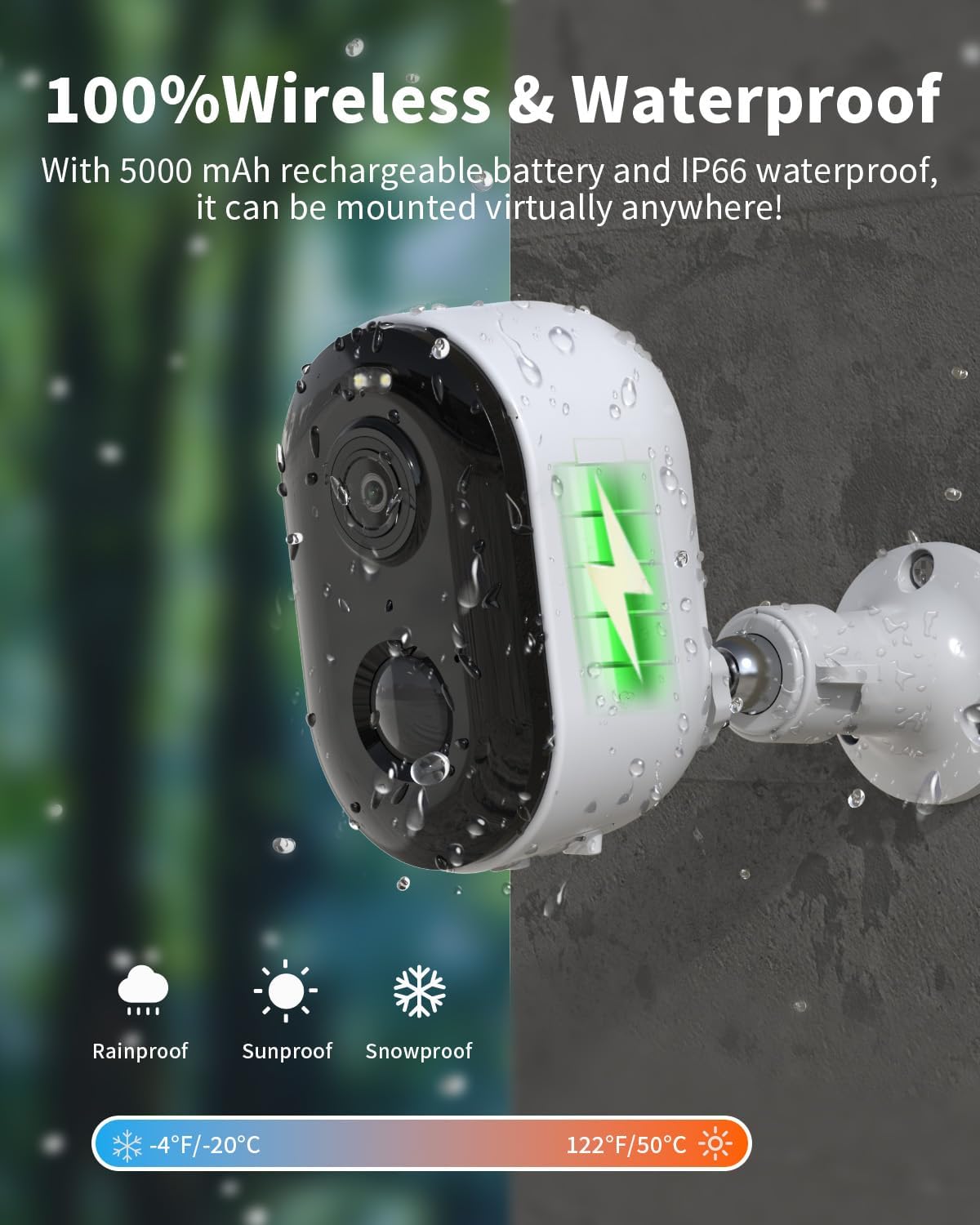 Security Cameras Wireless Outdoor, Battery Powered 2k Color Night Vision, AI Motion Detection Spotlight Siren, IP66