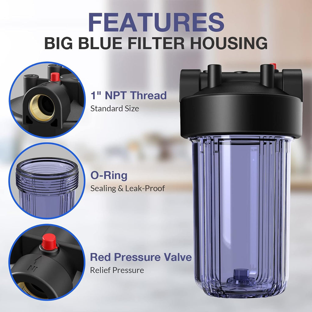 SimPure DB10C 10" *4.5" Whole House Water Filter Clear Housing