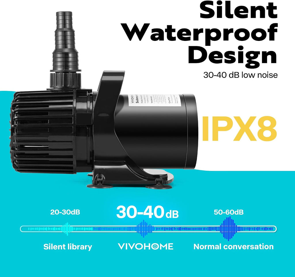 100W 1600GPH Submersible Pond Pump with Barrier Bag for Koi Pond