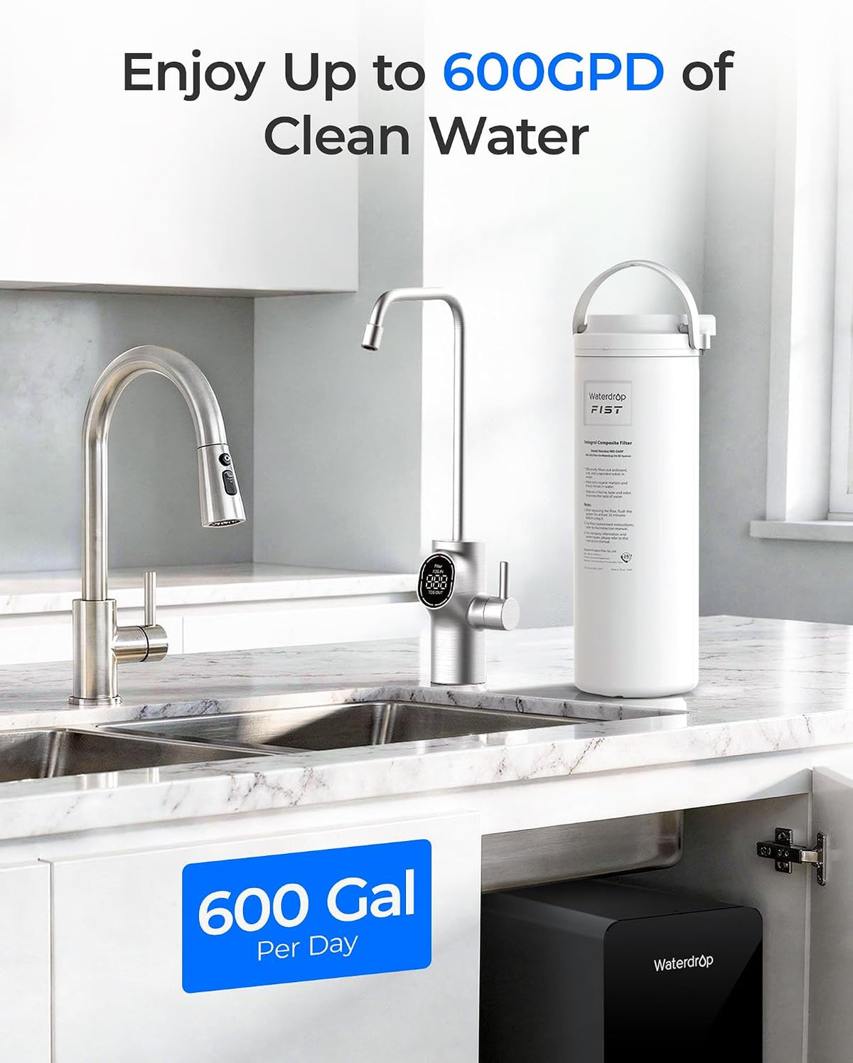 WD-D6RF Filter, Replacement for WD-D6-B Tankless Reverse Osmosis System, 1-Year Lifetime, Reduce PFAS