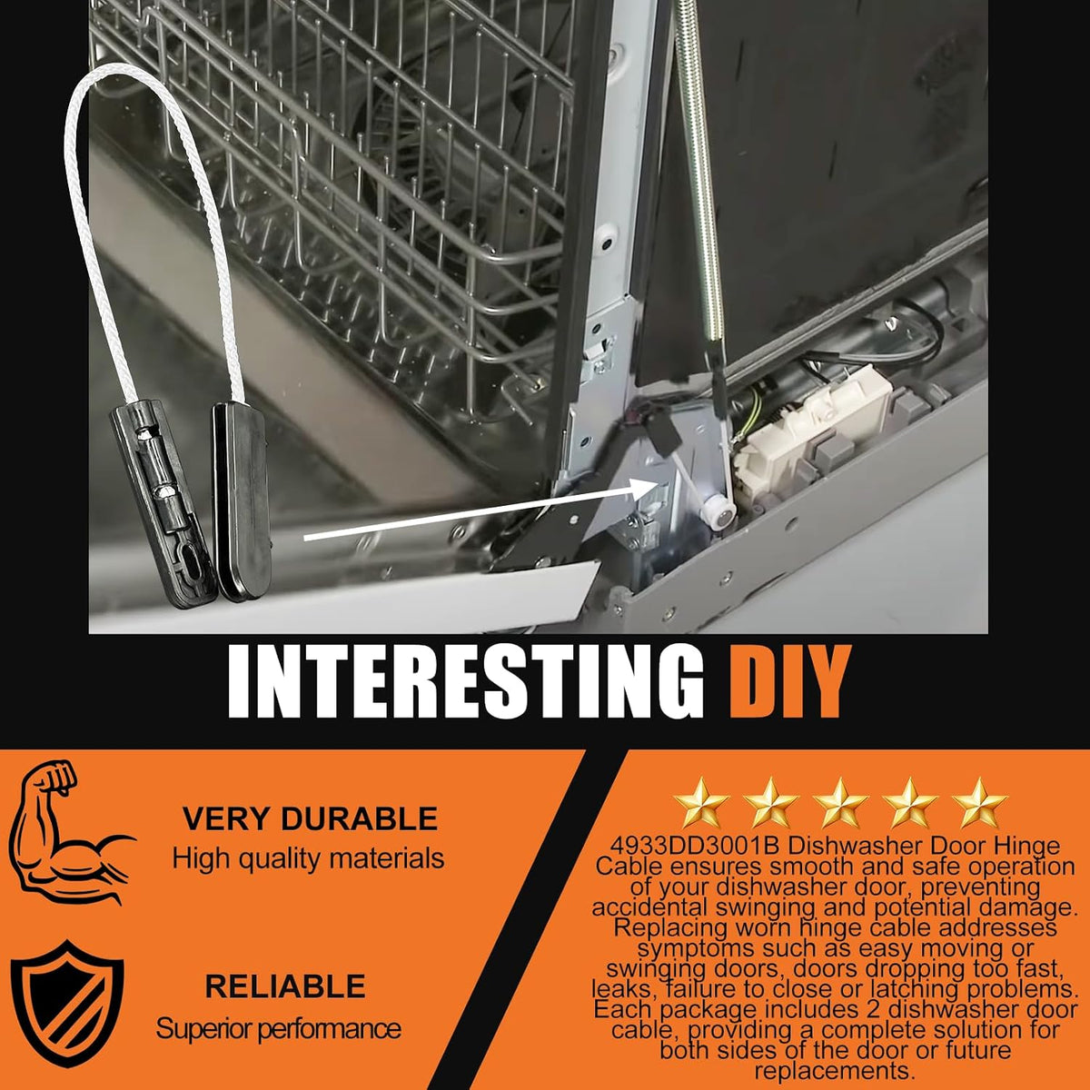 4933DD3001B Dishwasher Door Hinge Cable Assembly for LG Dishwasher