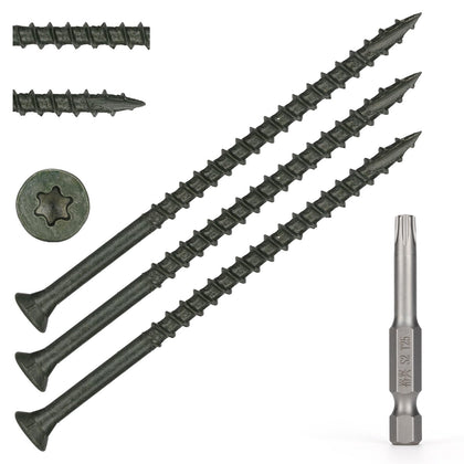 Wood Screws #10 x 3-1/2’’, T25 Star Torx Drive Flat Head Deck Screws, Green, 58Pcs (1lb)