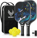 Pickleball Paddles Set of 2/4, USAPA Approved Carbon Fiber Surface Pickle Ball Set - 14mm PP Honeycomb Core of