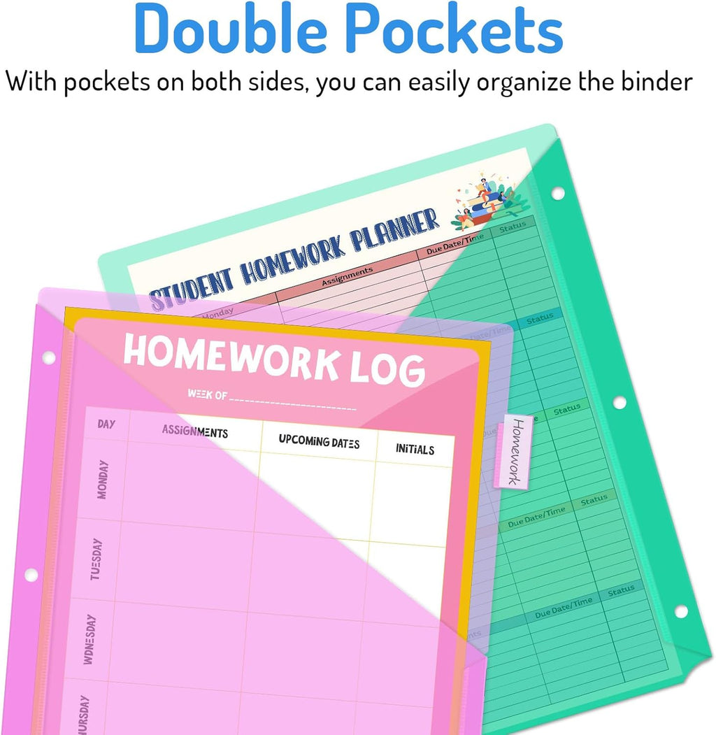 24 Count Binder Dividers with 2 Pocket, 8 tab Dividers for Binder | Dividers for 3 ring Binder Organizer, Binder