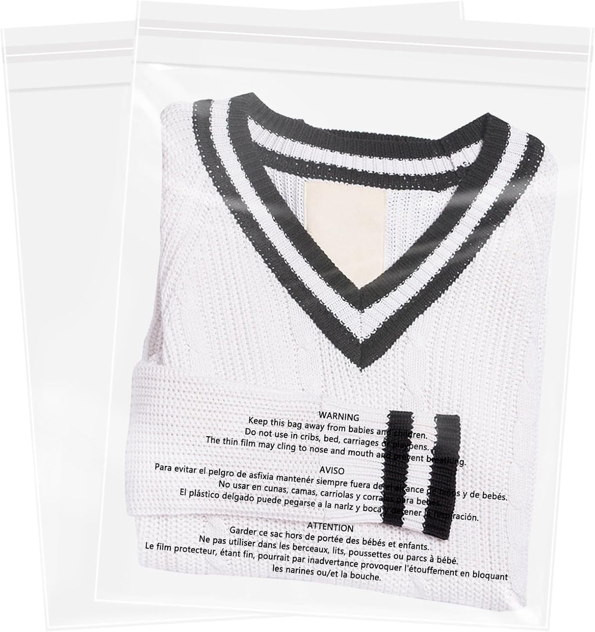 13" x 15" (100 Count) Clear Poly Bags with Suffocation Warning