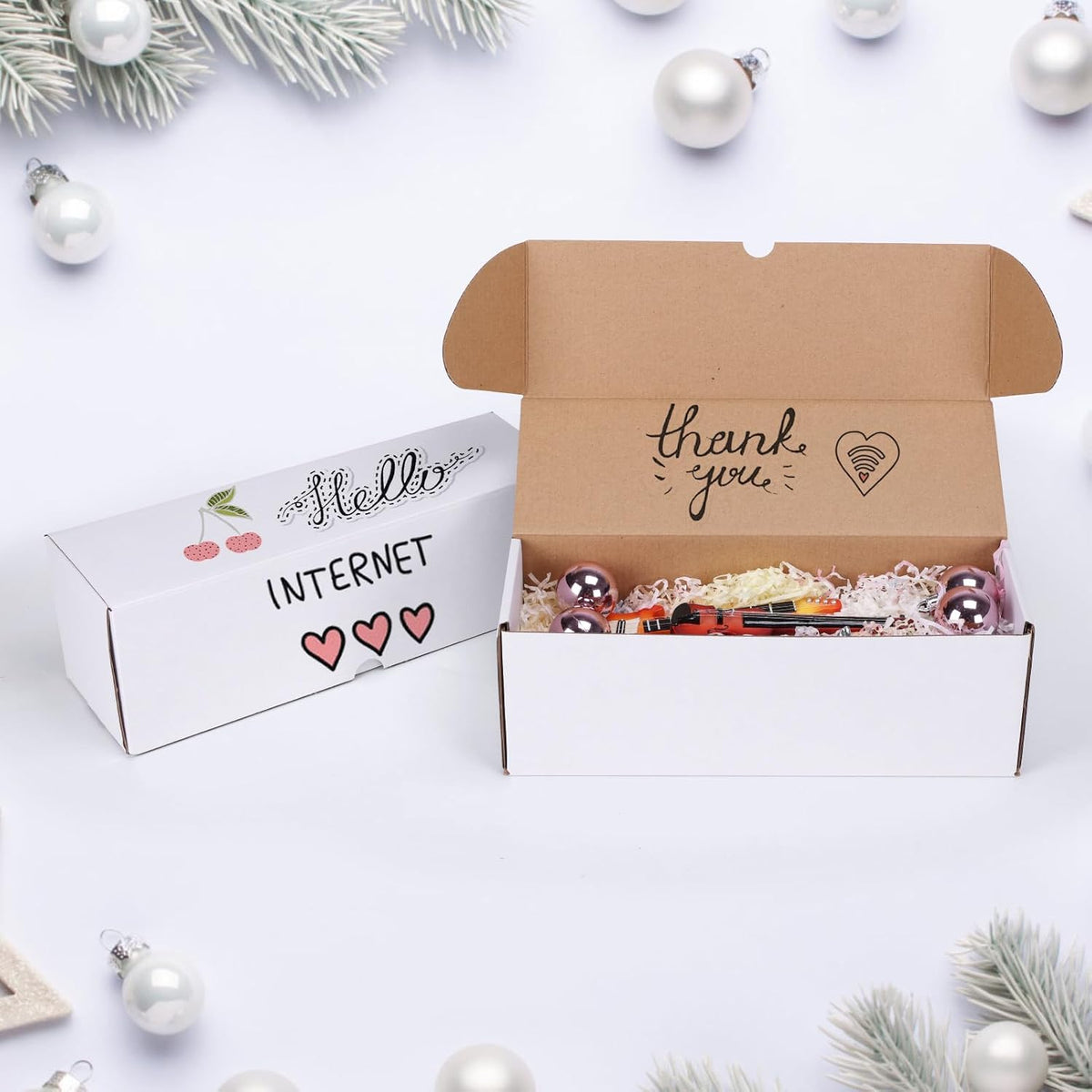 12x4x4 White Shipping Boxes Set of 25, Corrugated Cardboard Mailer Boxes for Packaging Small Business Mailing Gifts