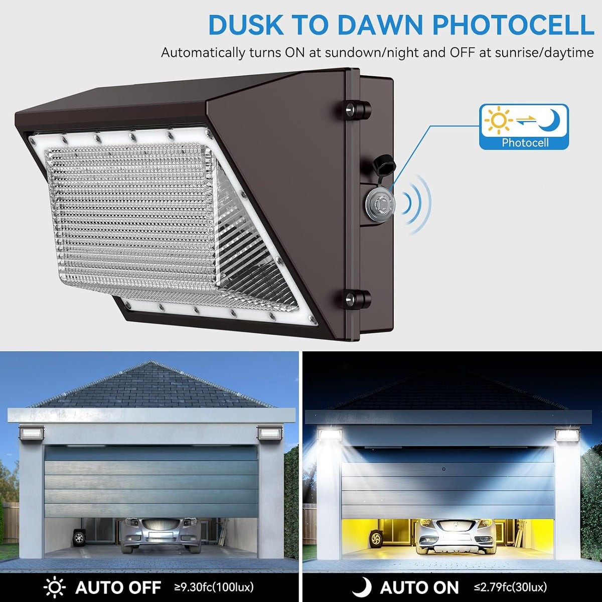 8 Pack 160W LED Wall Pack Light with Dusk to Dawn Photocell
