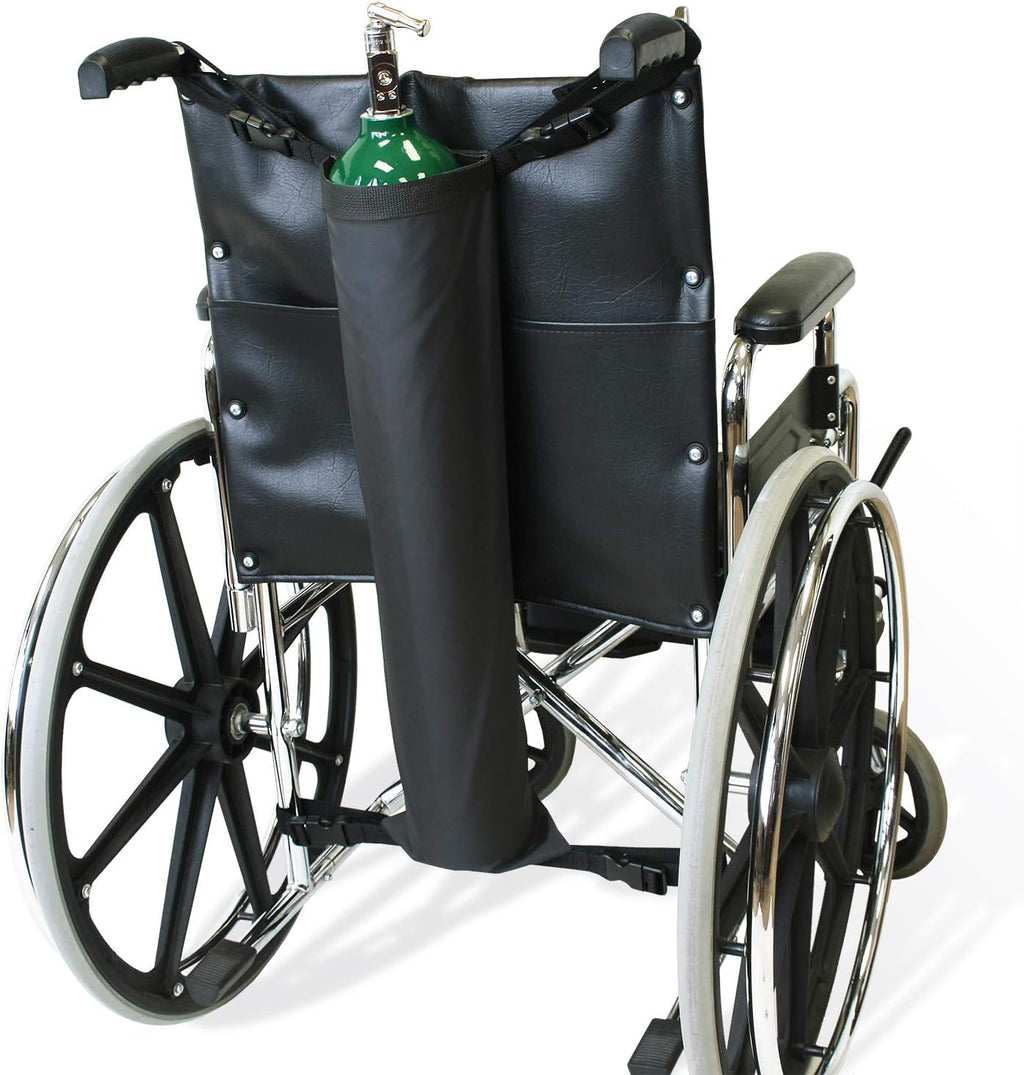 Oxygen Tank Holder for Wheelchair - D & E Cylinder Carrier Bag with Adjustable Straps - Heavy Duty, Waterproof, Easy