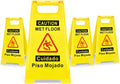 4-Pack Caution Wet Floor Sign, 17.5" Height, Bright Yellow, Double-Sided A-Shaped Frame Design, Bilingual Caution