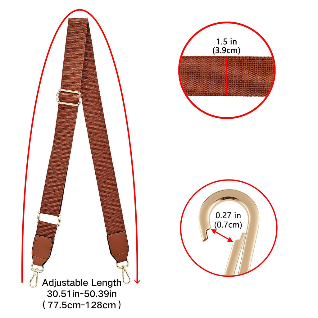 Wide Shoulder Purse Strap Replacement Adjustable Belt Canvas Bag Crossbody Handbag (Leather Buckle-Coffee)