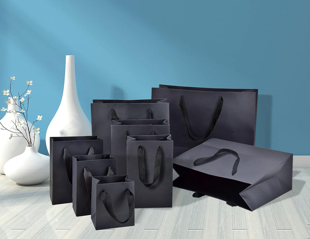 Mini Black Gift Bags with Handles, 30 Pack, 4x2.75x4.5 IN
