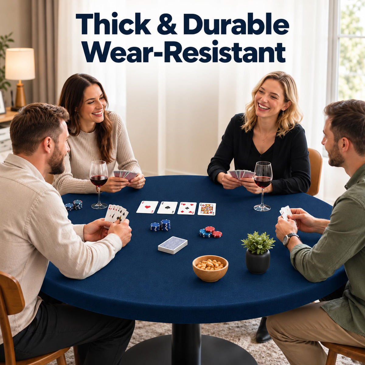 36 Inch Felt Card Game Tablecover Round Tablecloth,Blue