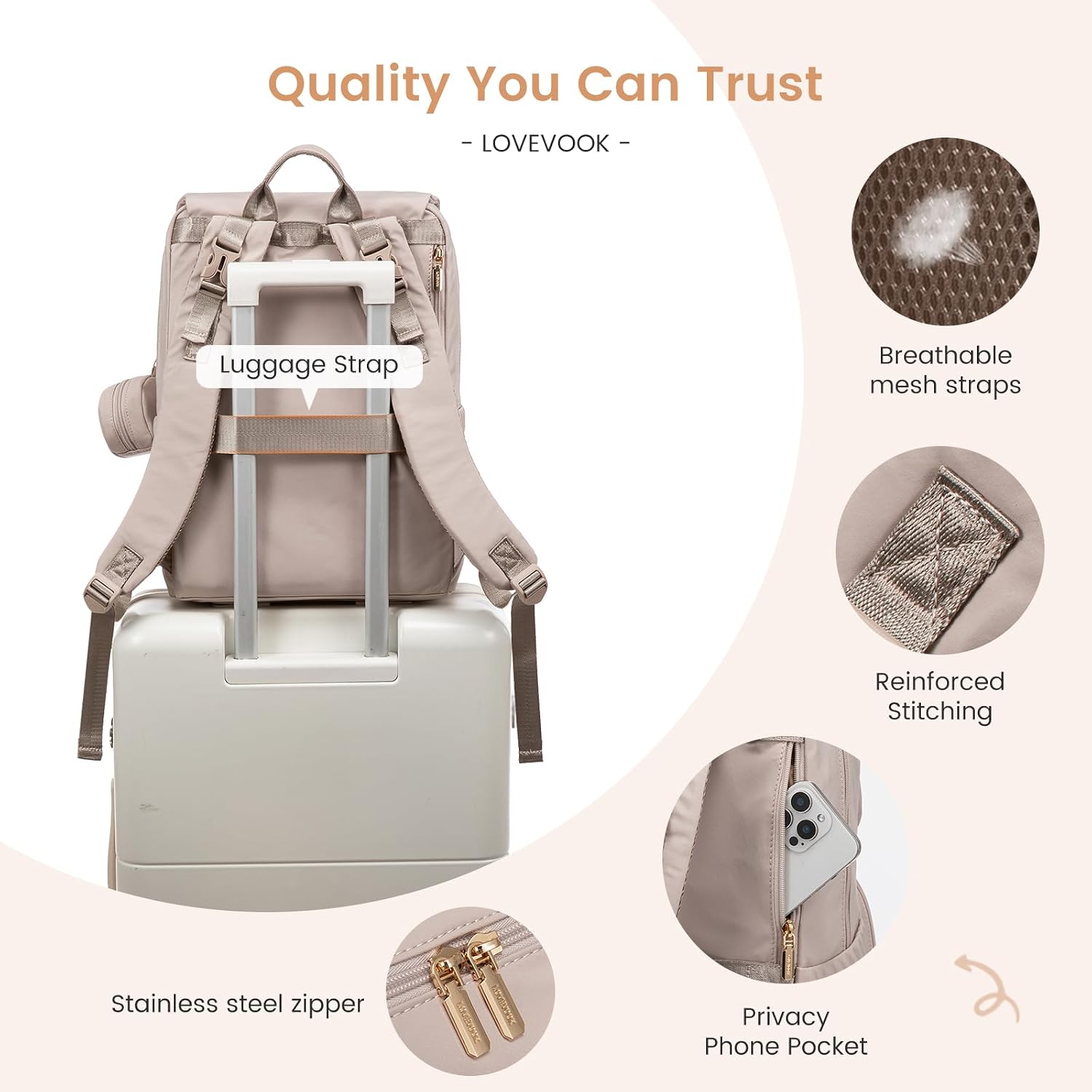 Diaper Bag Backpack, Baby Travel Bags for Boys & Girl, Toddler Waterproof Diaper Bag w/Changing Pad (Camel