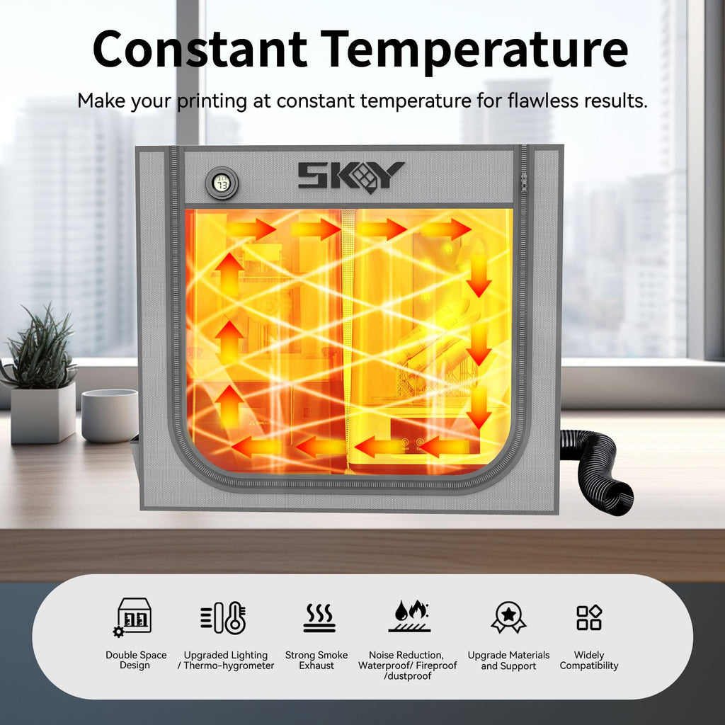 SKOUPHY Double Space Resin 3D Enclosure with Ventilation Kit LED Light