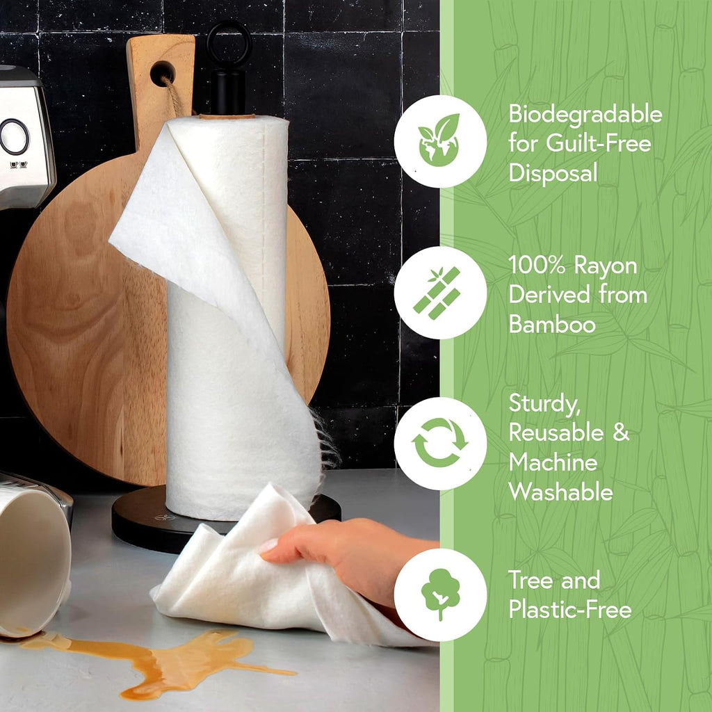 Reusable Bamboo Paper Towels, 20 Sheets, 1 Roll