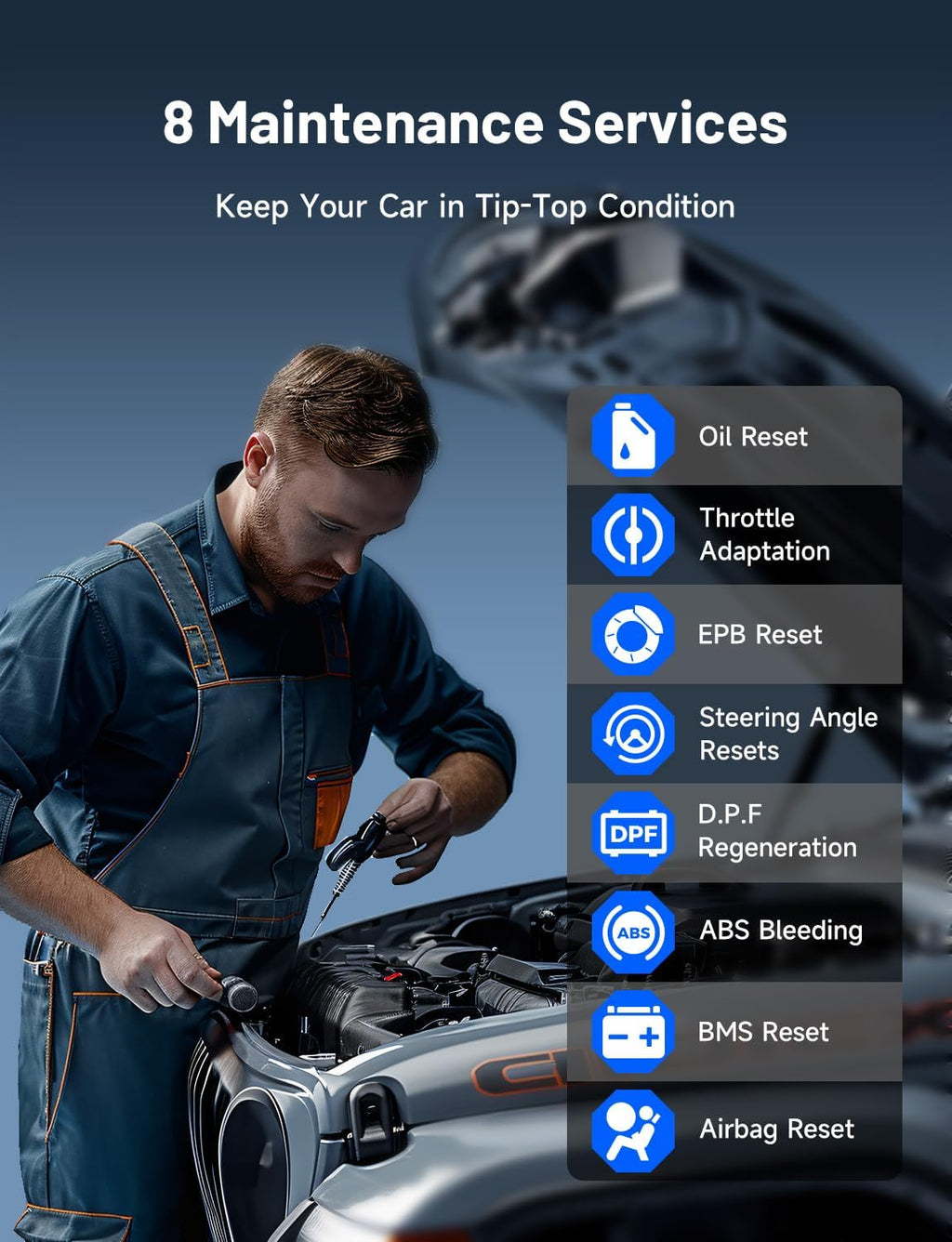 TopScan Lite OBD2 Scanner, Bidirectional Scan Tool, 8 Resets & AI | Repair Guides, AI Assistant, Bluetooth Car