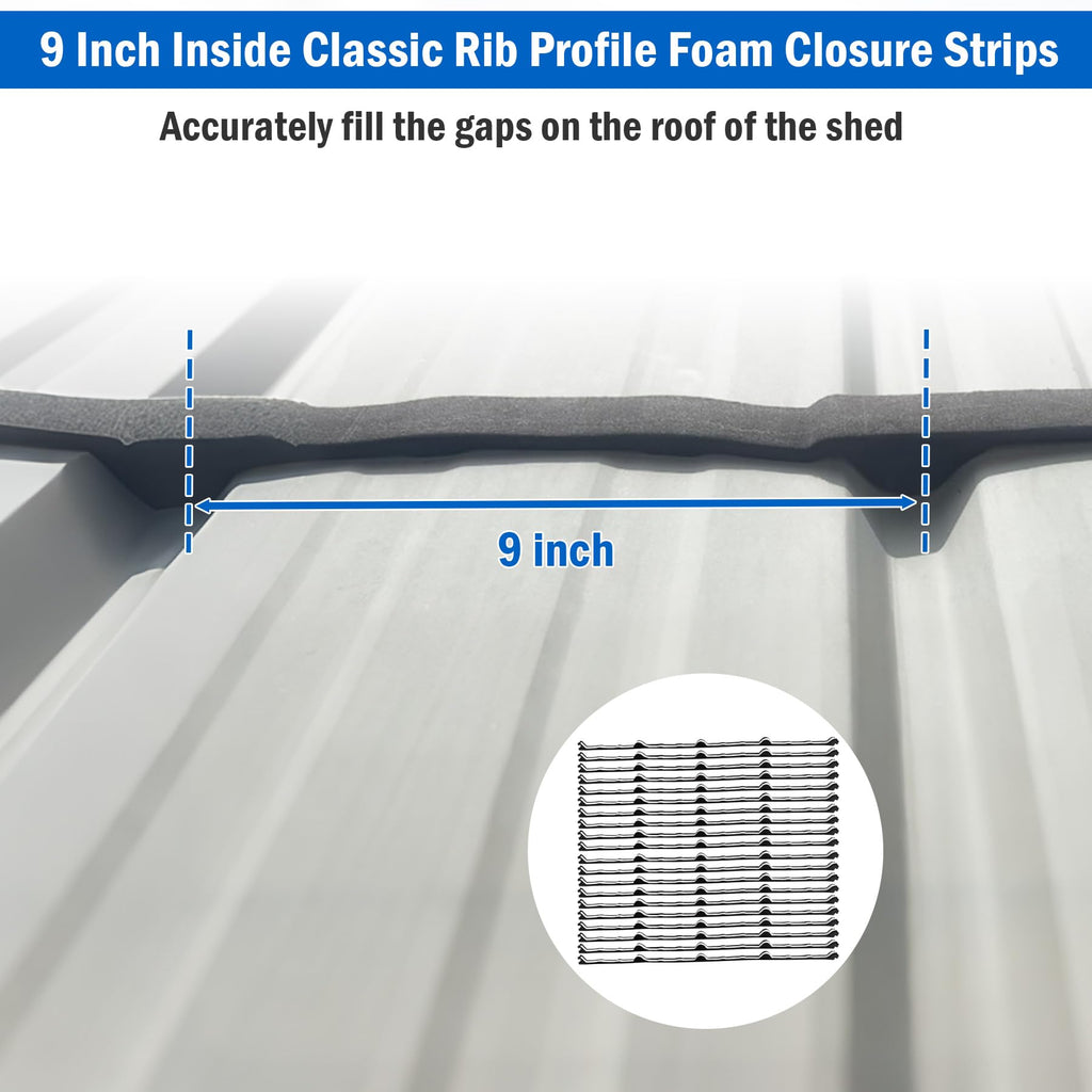 9 in Inside Classic Rib Profile Foam Closure Strips for Metal Roof