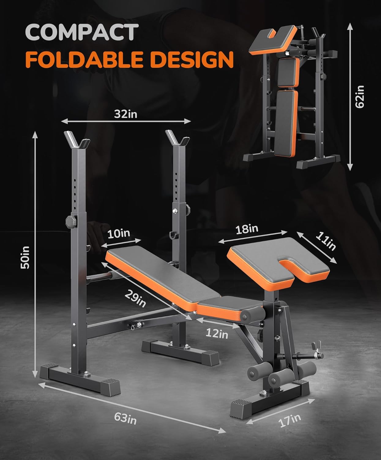 Multi-Function All in 1 Weight Bench Set - Multi-Positions Heavy Duty Weight Lifting Sit Up Bench Workout Benchs