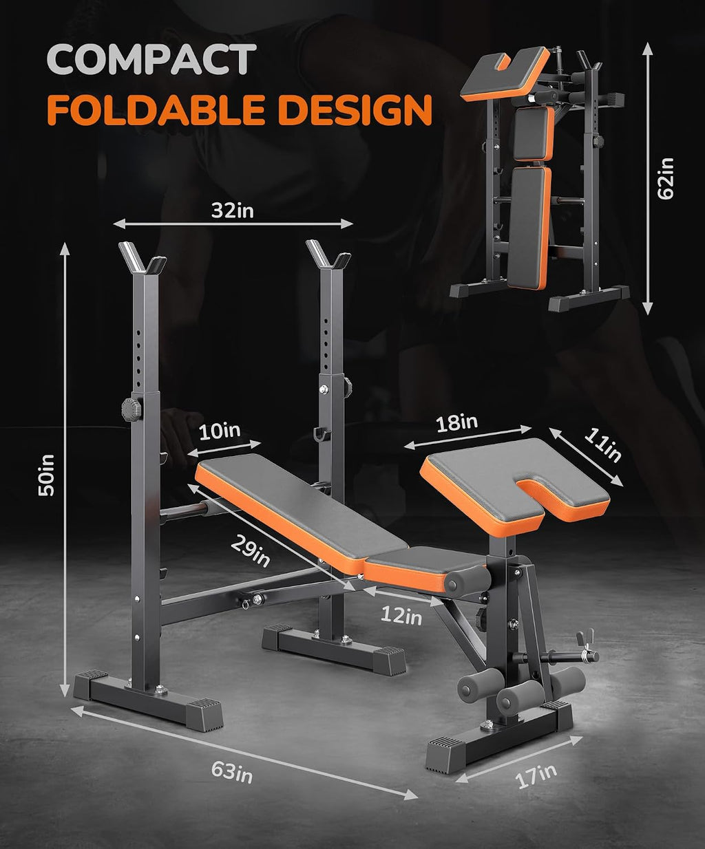 Adjustable/Foldable Weight Bench, 660LBS Home Gym Workout Bench Lifting Sit-up Exercise Bench for Bench Press