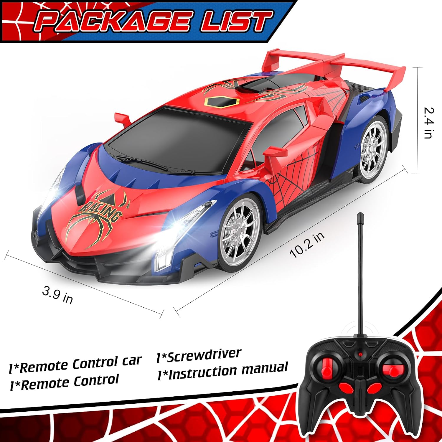 Remote Control Car for Kids, RC Cars for Boys Kids 1:18 Electric Vehicle Toy Car Hobby Racing Car Toys with Lights &