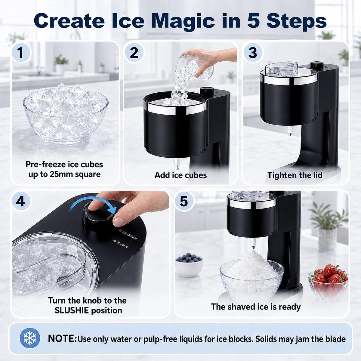 Ice Cream Maker & Shaved Ice Machine, 2-in-1 Slushie Machine