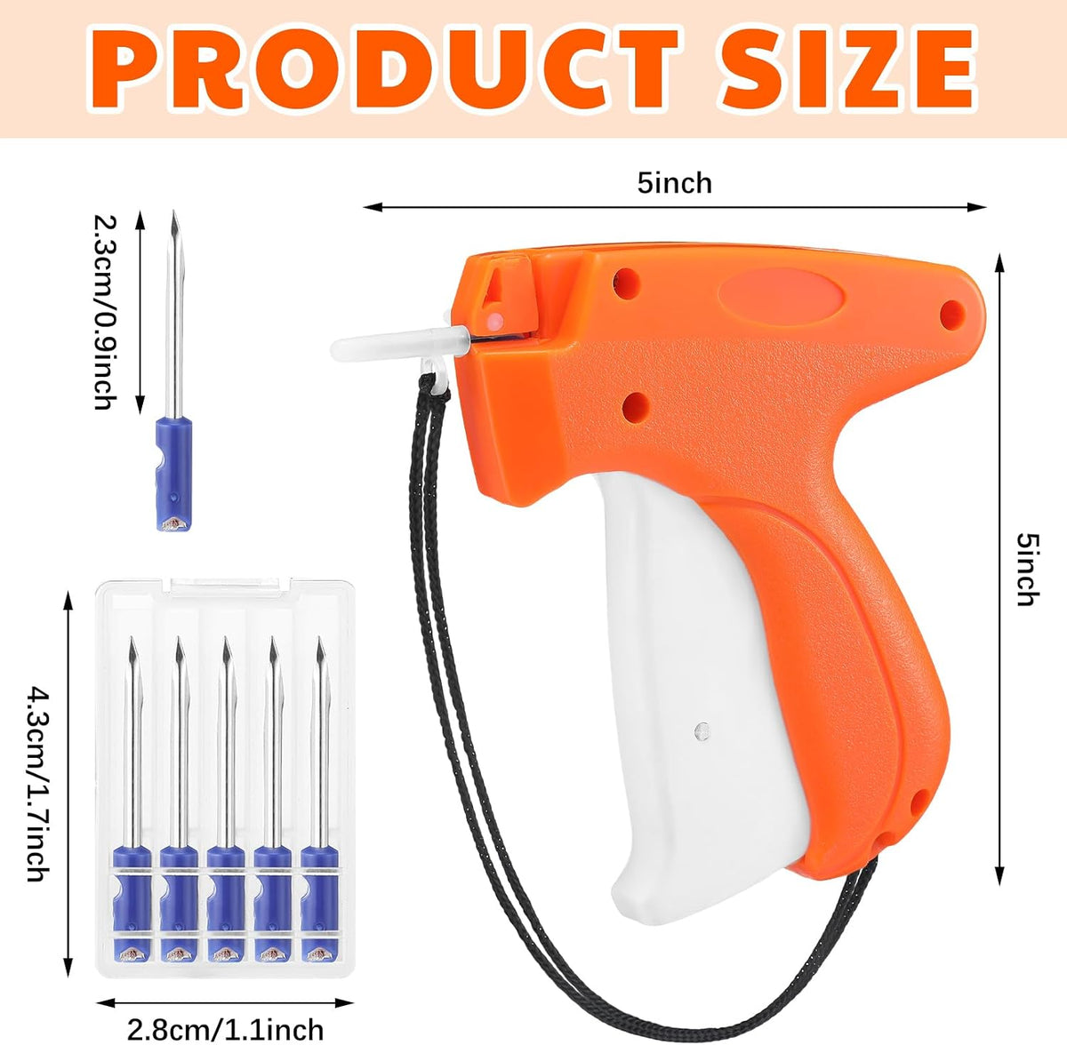 3 Pcs Tagging Gun Applicator with 15 Steel Needles,Orange