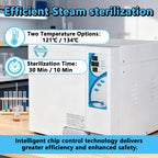 18L Autoclave Sterilizer with Drying Function, 1500W Tabletop Class N High Pressure Steam Sterilizer, 110V Autoclave