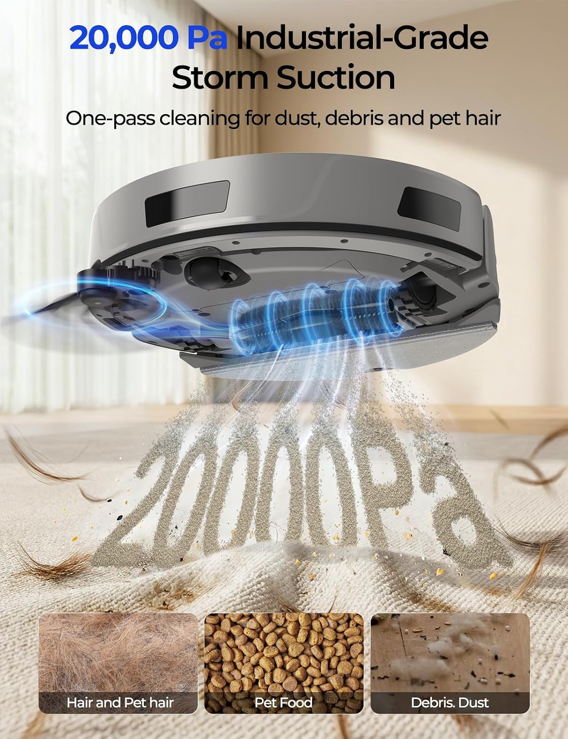 Robot Vacuum 20,000Pa Robot Vacuum Mop,120Day Self Emptying Vacuum Robot,Lidar Navigation,2.4G 5G WiFi APP Aspirateur