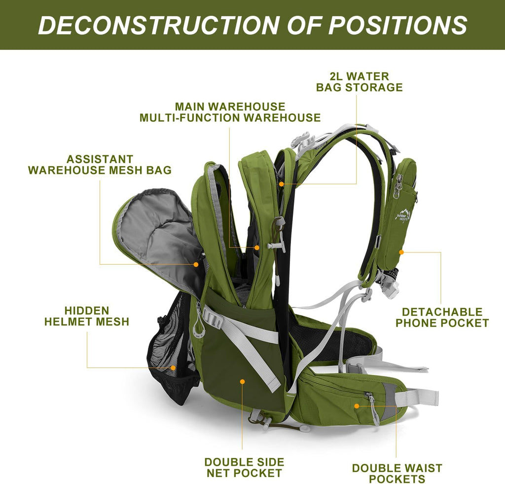 20L Hydration Backpack, Waterproof Hiking Internal Frame Backpacks with 2L Hydration Water Bladder and Rain Cover for