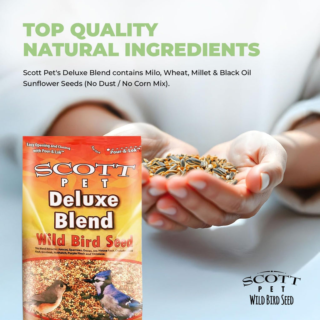 Wild Bird Seed, Deluxe Blend, 11lb, High Protein & Fiber | No dust. Attracts Juncos, Jays, Finches, Grosbeaks