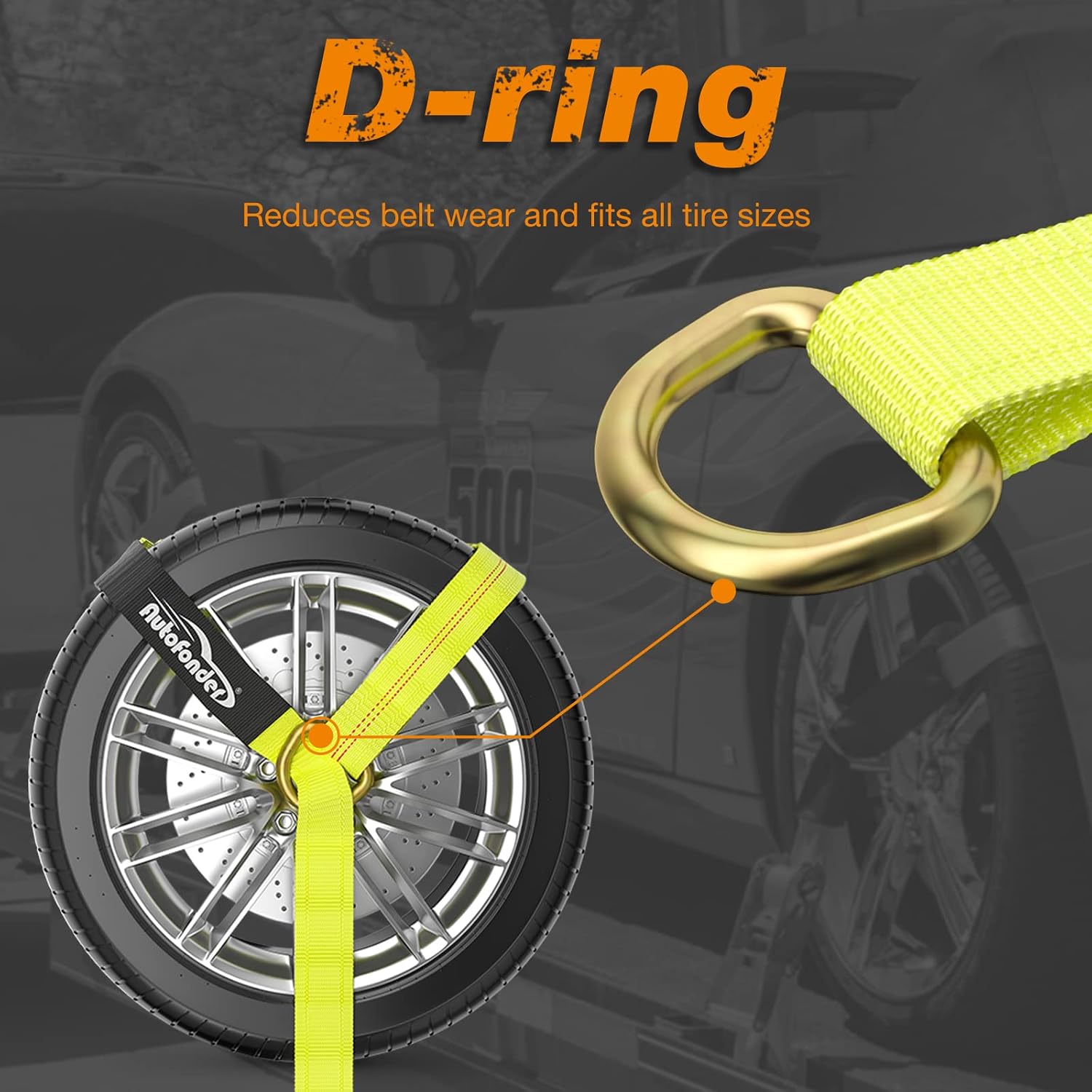 Car Hauler Tie Down Straps with Flat Hook 2inx10ft, Storage Bag | 10,000lbs Break Strength,4-Pack Heavy Duty Tire