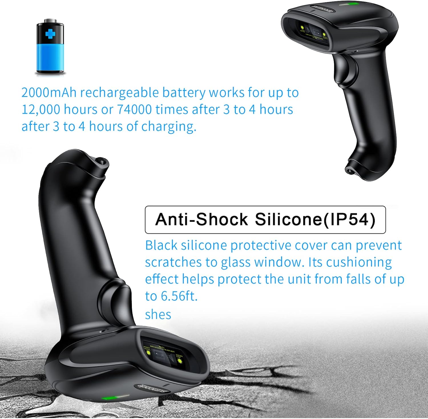 Wireless Barcode Scanner Versatile 2-in-1 (2.4Ghz Wireless+USB 2.0 Wired) Handheld Automatic 1D Laser Barcode Scanner