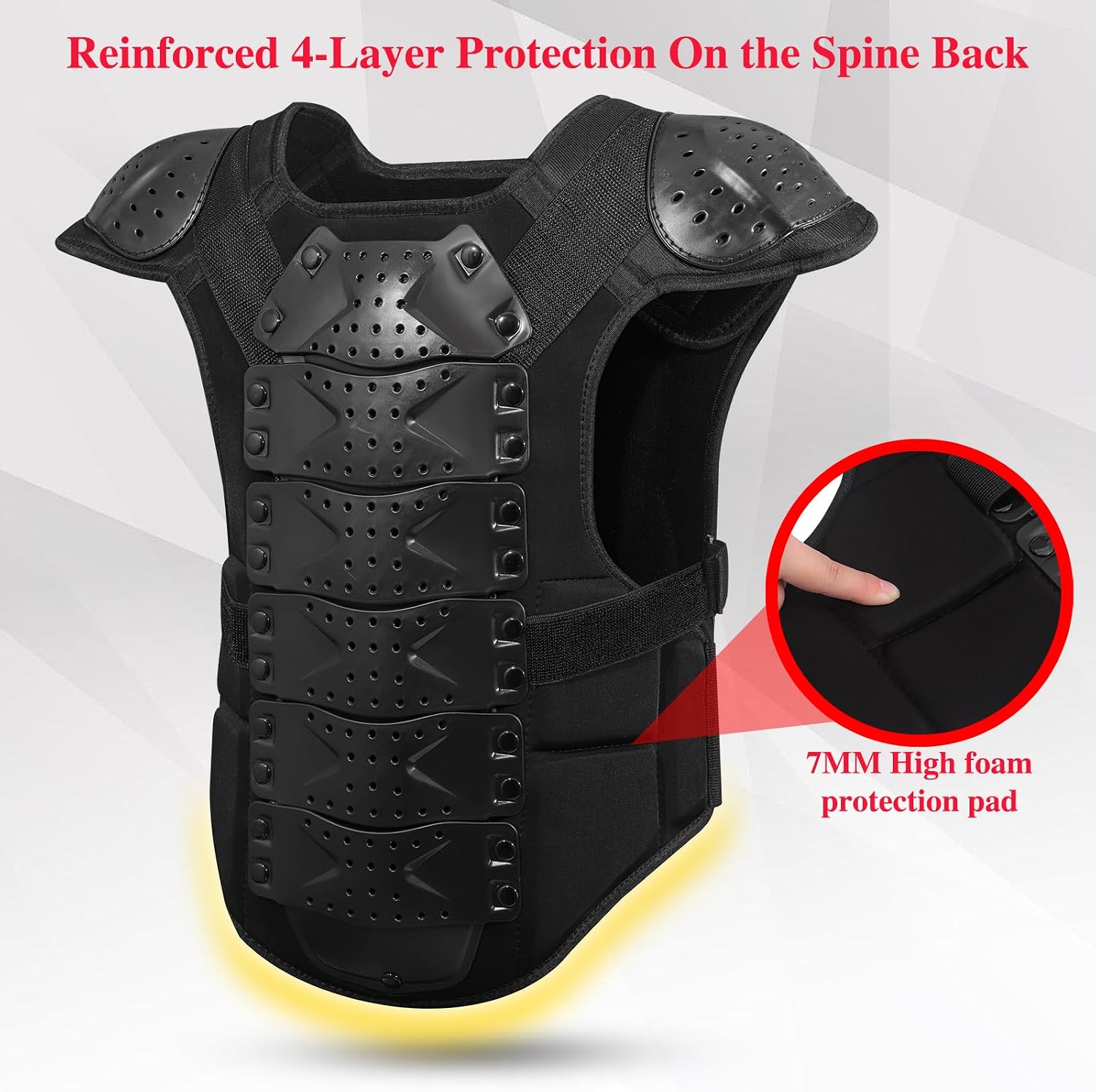 Motorcycle Body Armor Vest Motocross Gear, Dirt Bike Chest Protector for Men Motorcycle Gear Back Protector Off-Road