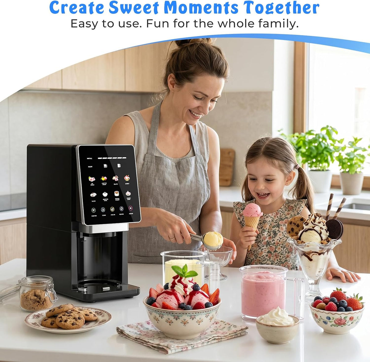 Ice Cream Maker, 11-in-1 Frozen Treat Yogurt Machine with 3 Pints