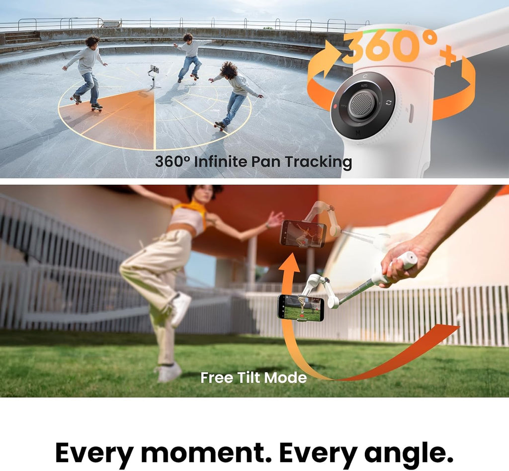 Flow 2 Pro Phone Gimbal Stabilizer for iPhone & Android, AI Phone Gimbal, Phone Stabilizer for Travel & Vlogs, Phone