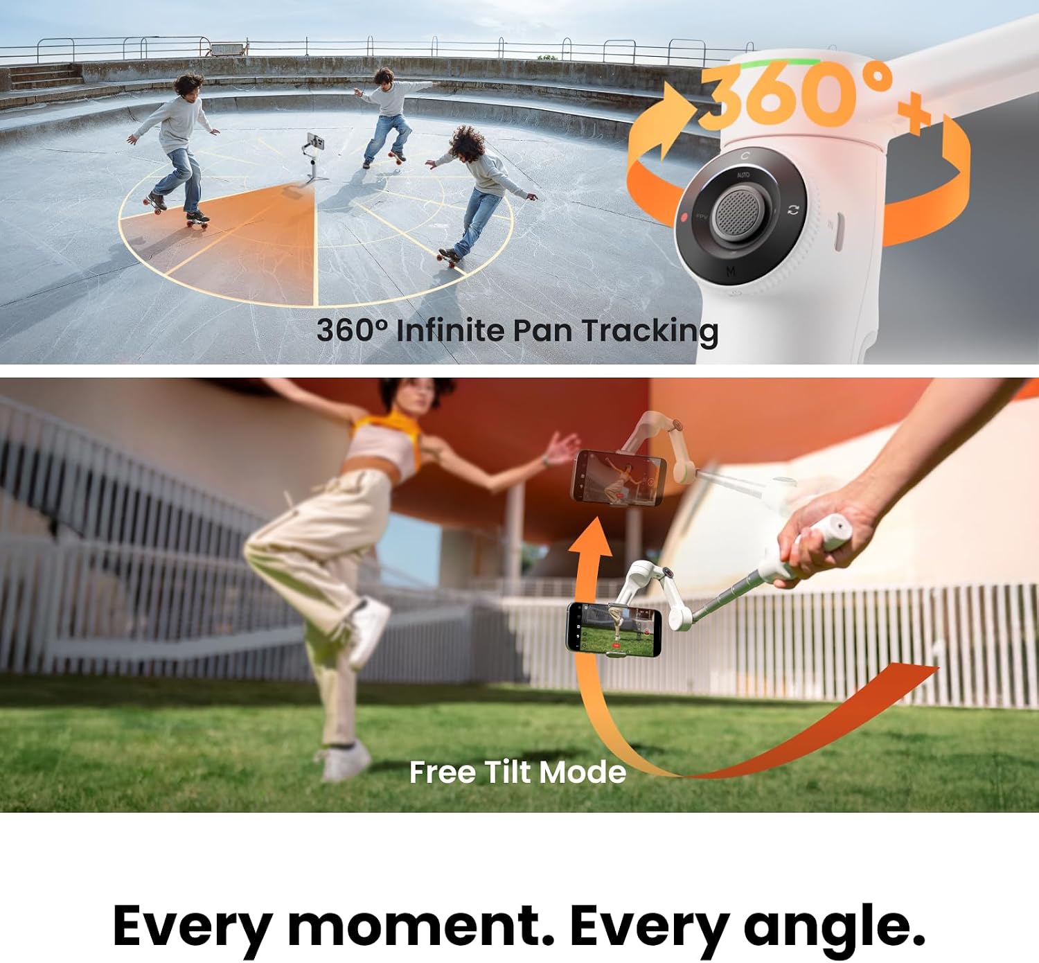 Flow 2 Pro Phone Gimbal Stabilizer for iPhone & Android, AI Phone Gimbal, Phone Stabilizer for Travel & Vlogs, Phone