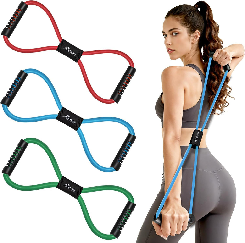 Resistance Bands, Figure 8 Exercise Bands for Women Men, 8 Shaped Resistance Bands for Arms, Chest Expander, Yoga Gym
