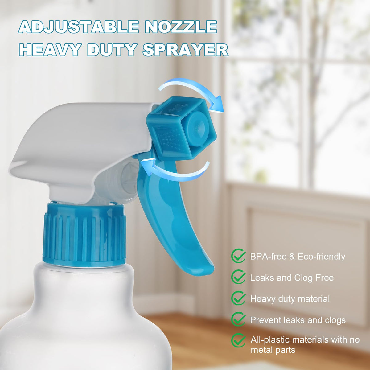 12oz/350ml Plastic Spray Bottles 2 Pack, Adjustable Mist Stream