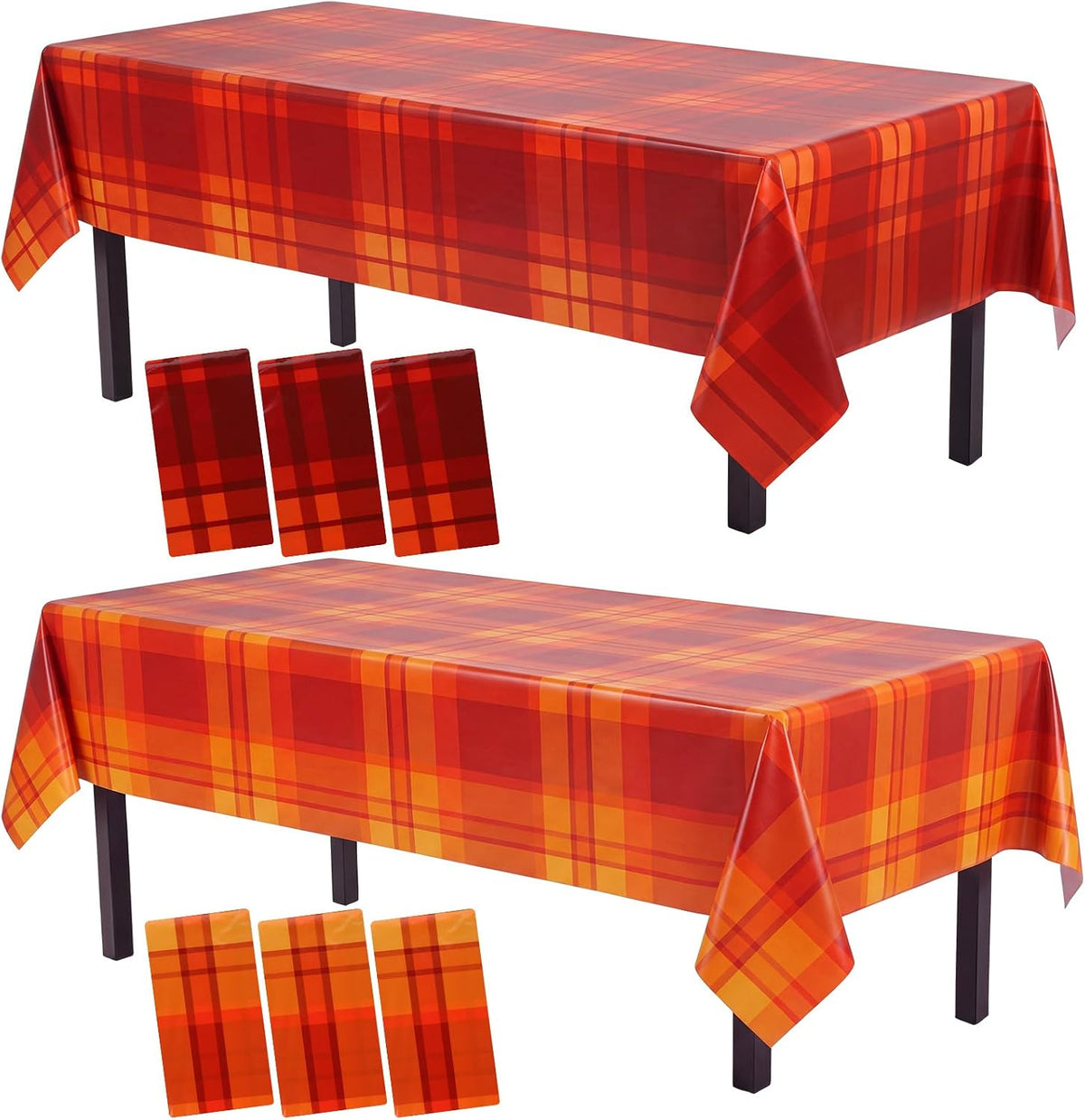 6 Pcs Fall Plastic Tablecloths Disposable Plaid