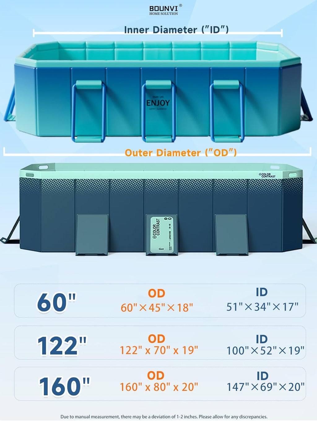 114" Non-Inflatable Foldable Swimming Pool for Family, Portable Above Ground Pool for Adults & Kids, Easy Setup for